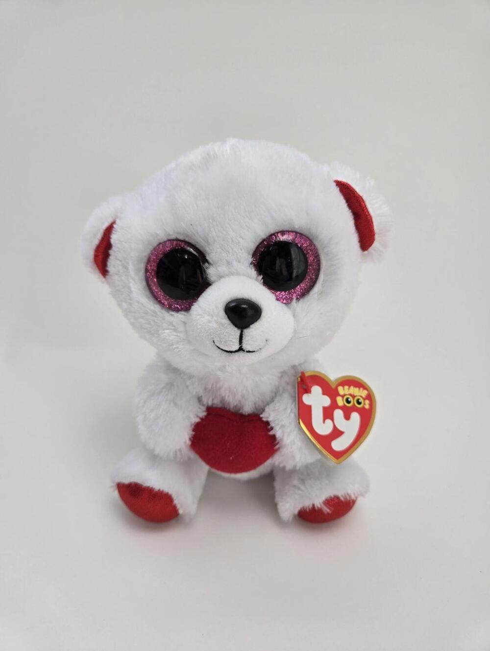 Ty Beanie Boo “Cuddly Bear” the Bear Holding Red Heart (6 inch)